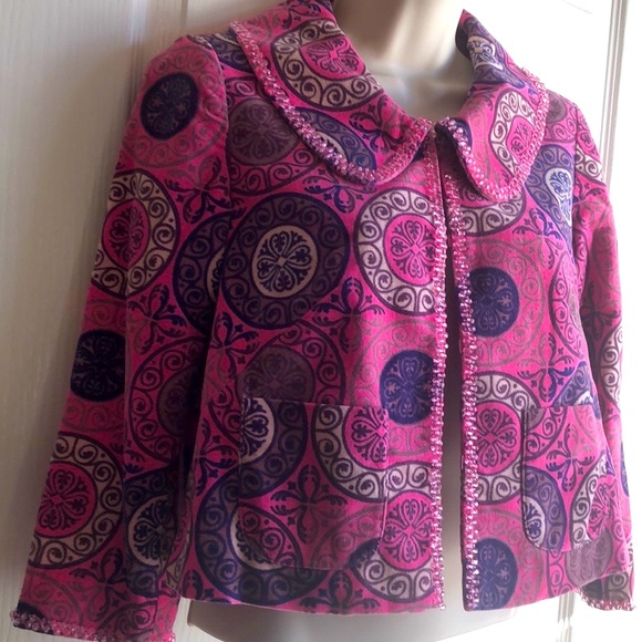 Anthropologie Elevenses Velvet Beaded Jacket/Blazer 3/4 Sleeves - Picture 2 of 8